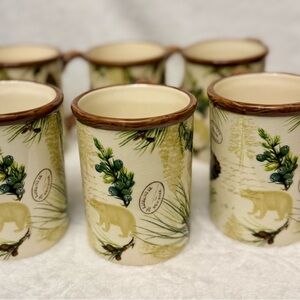 6/ Tina Higgins "A Walk in the Woods" mugs by Park Designs Vintage Ceramic Mugs